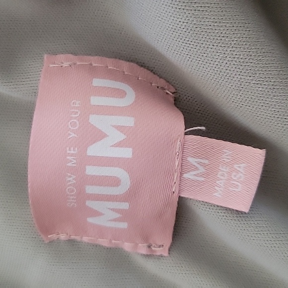 SHOW ME YOUR MUMU Moss Green Lauren Tie Ruched Spaghetti strap Long M Maxi Flare - Picture 10 of 10